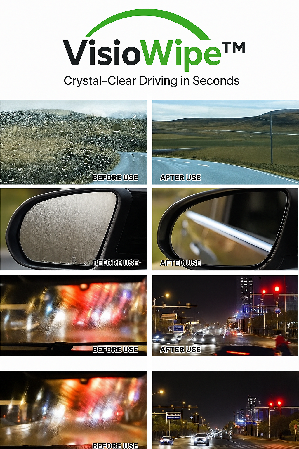 VisioWipe™ – Premium Oil Film & Fog Remover for Crystal-Clear Driving