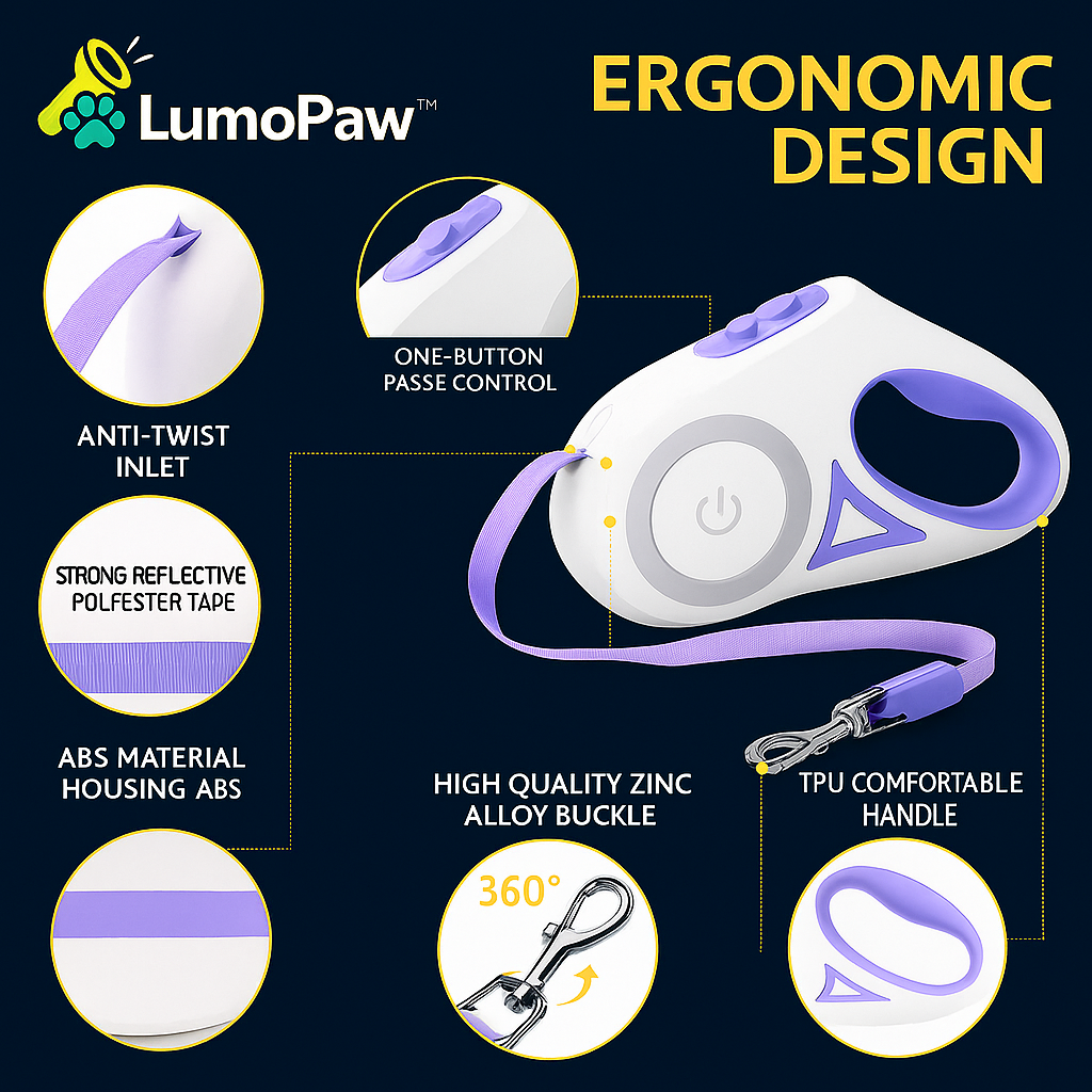 LumoPaw™ LED Retractable Dog Leash